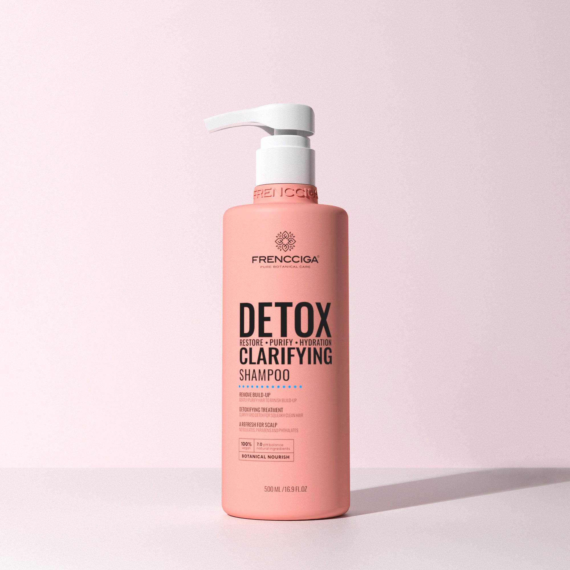 FRENCCIGA Detox Clarifying Shampoo – Restore, Purify & Hydrate | Deep Cleansing Formula for Buildup Removal, Scalp Refresh & Moisture Balance | Sulfate-Free, Vegan, Color-Safe