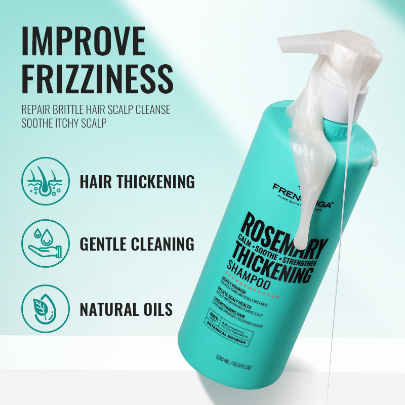 FRENCCIGA Rosemary Calm + Soothe + Strengthen Thickening Shampoo – Gentle Formula for Scalp Health, Hair Growth & Volumized Locks | Sulfate-Free, Vegan