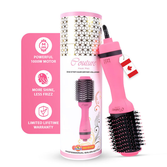 Couture Hair Pro Hot Air Brush - 3 in 1 Hair Straightening Brush, Volumizer & Dryer - Pink Neon - Couture Hair Pro