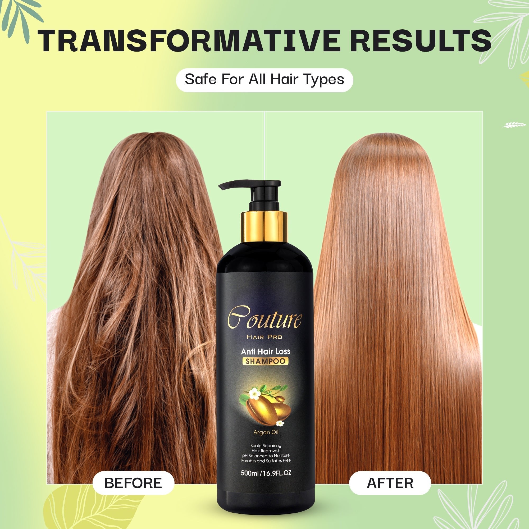 Couture Hair Pro Moroccan Argan Oil Sulfate Free Shampoo - Anti Hair Loss and Scalp Repairing Hair Shampoo - Hair Regrowth Treatment Infused with Biotin, Keratin, Collagen, Rosemary Oil and Argan Oil - Couture Hair Pro