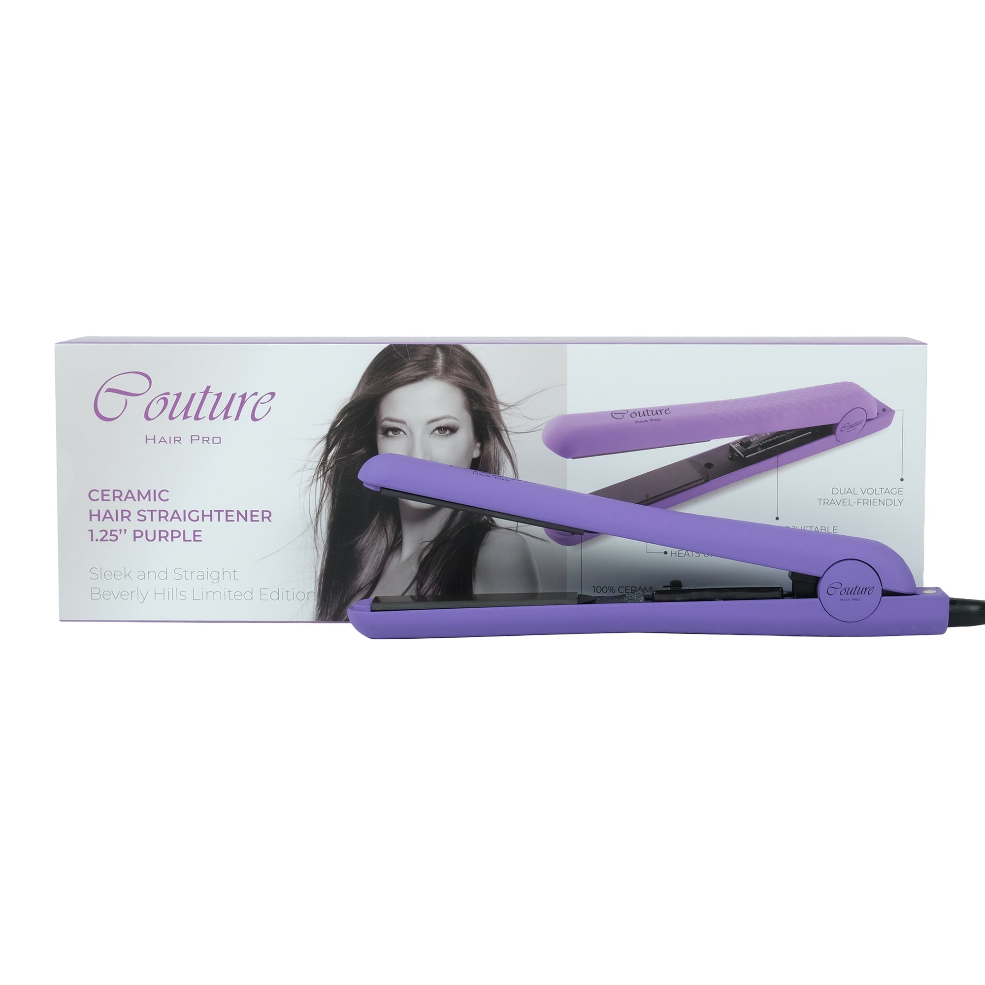 Hair Straightener 1.25'' Beverly Hills Limited Edition - Purple + Hair Curler Beverly Hills Limited Edition - Ombre - Couture Hair Pro