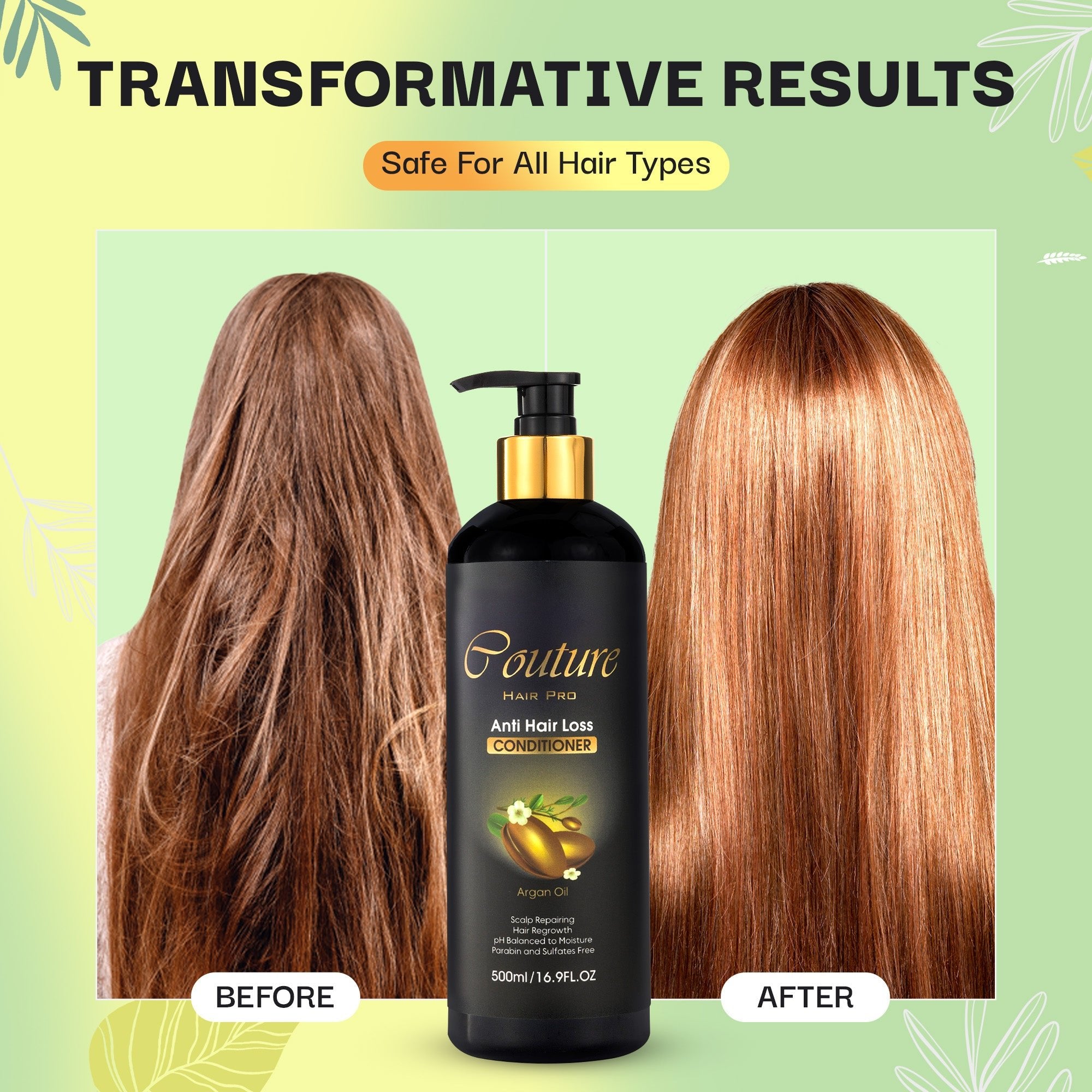 Moroccan Argan Oil Sulfate Free Anti Hair Loss Conditioner - Anti Hair Loss - Hair Regrowth Treatment Infused with Biotin, Keratin, Collagen, Rosemary Oil and Argan Oil 500 ML - Couture Hair Pro