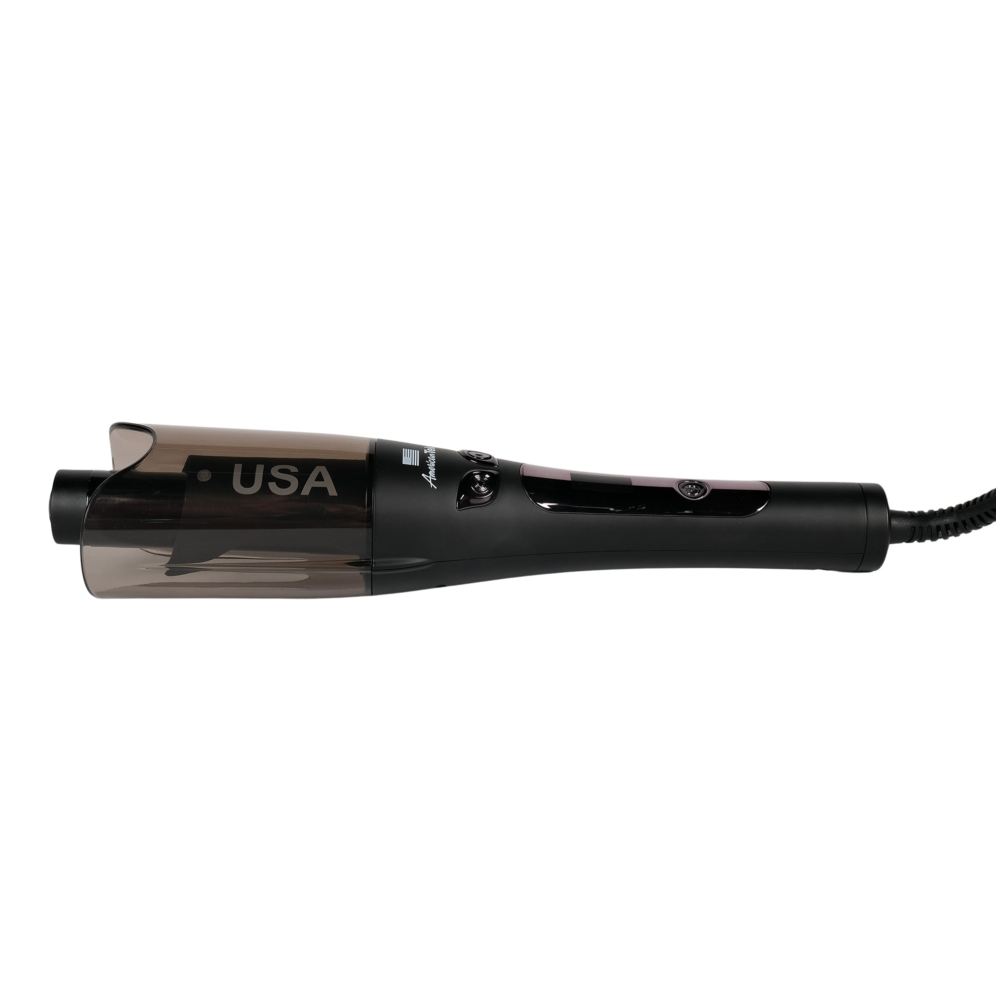 American Tek Automatic Curling Iorn Wand- Auto Curler with 4 Temperatures & 3 Timers & LCD Display, Curling Iron with 1" Large Rotating Barrel, Auto Shut-Off Spin Iron for Hair Styling - Black - Couture Hair Pro