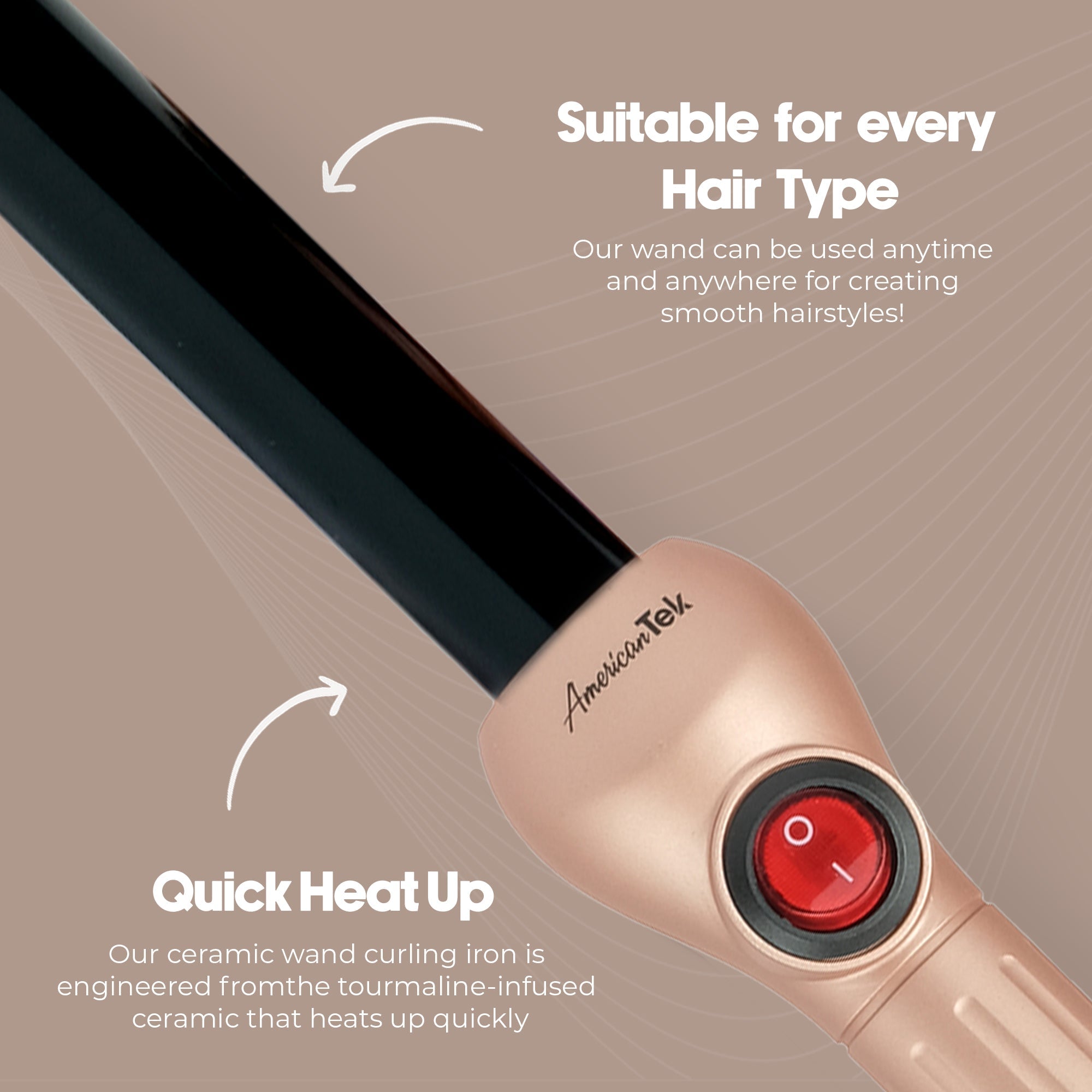 American Tek Hair Curler 25 MM - Rosegold - Couture Hair Pro