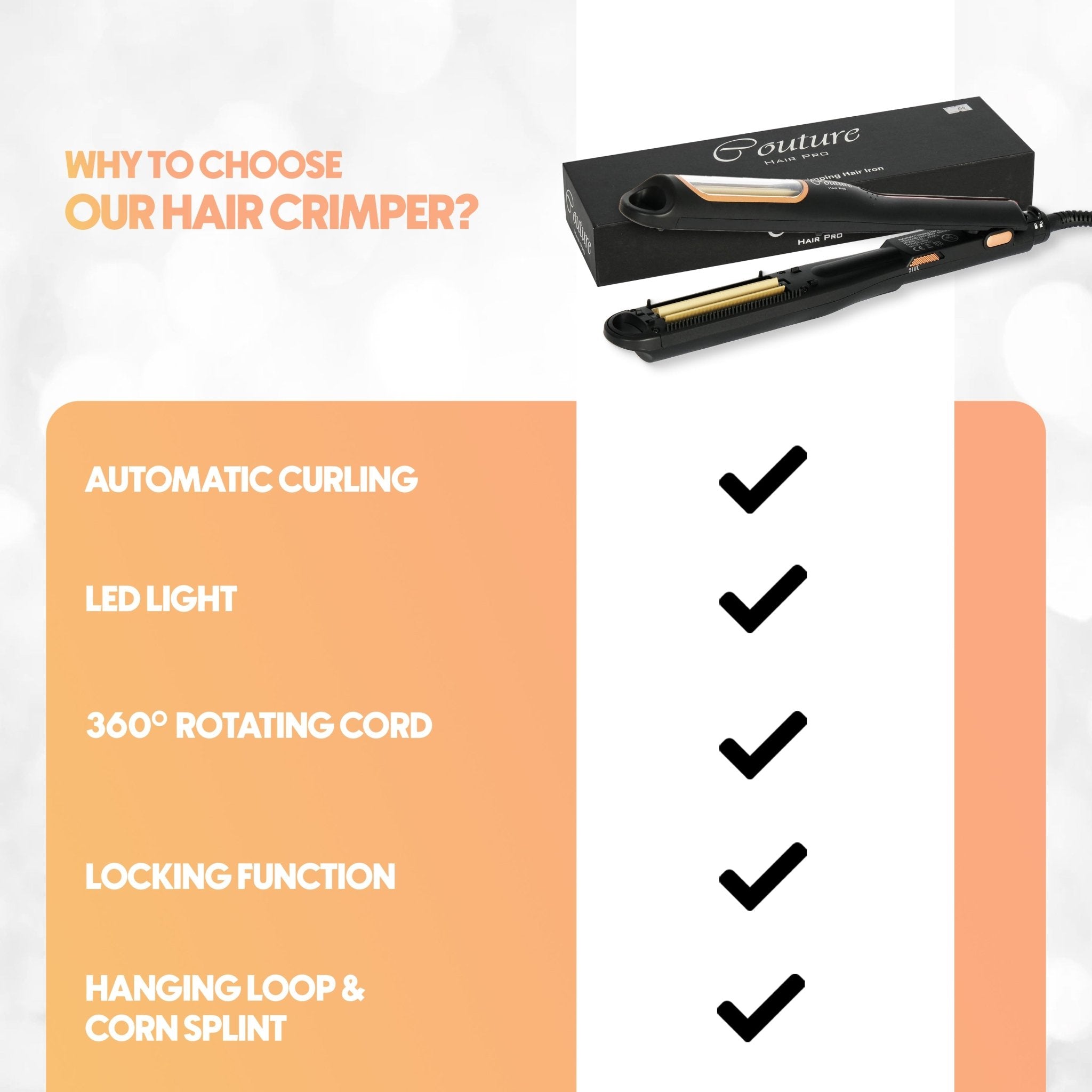 Couture Hair Pro Automatic Hair Crimper Iron - Limited Lifetime Warranty - Couture Hair Pro