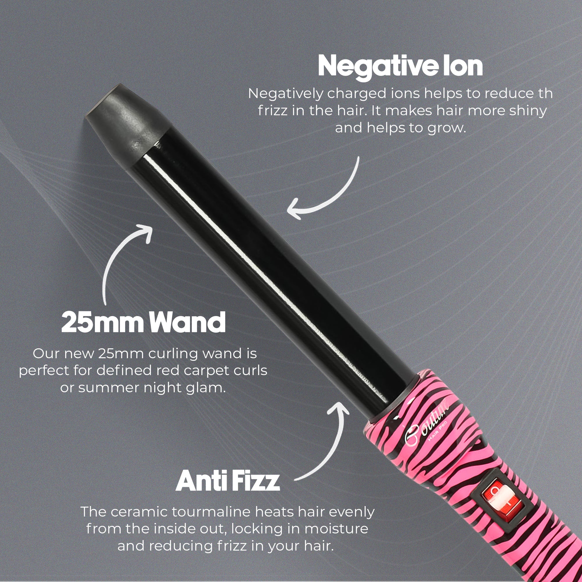 Couture Hair Pro Hair Curler Classic 25 MM - Pink Zebra - Couture Hair Pro