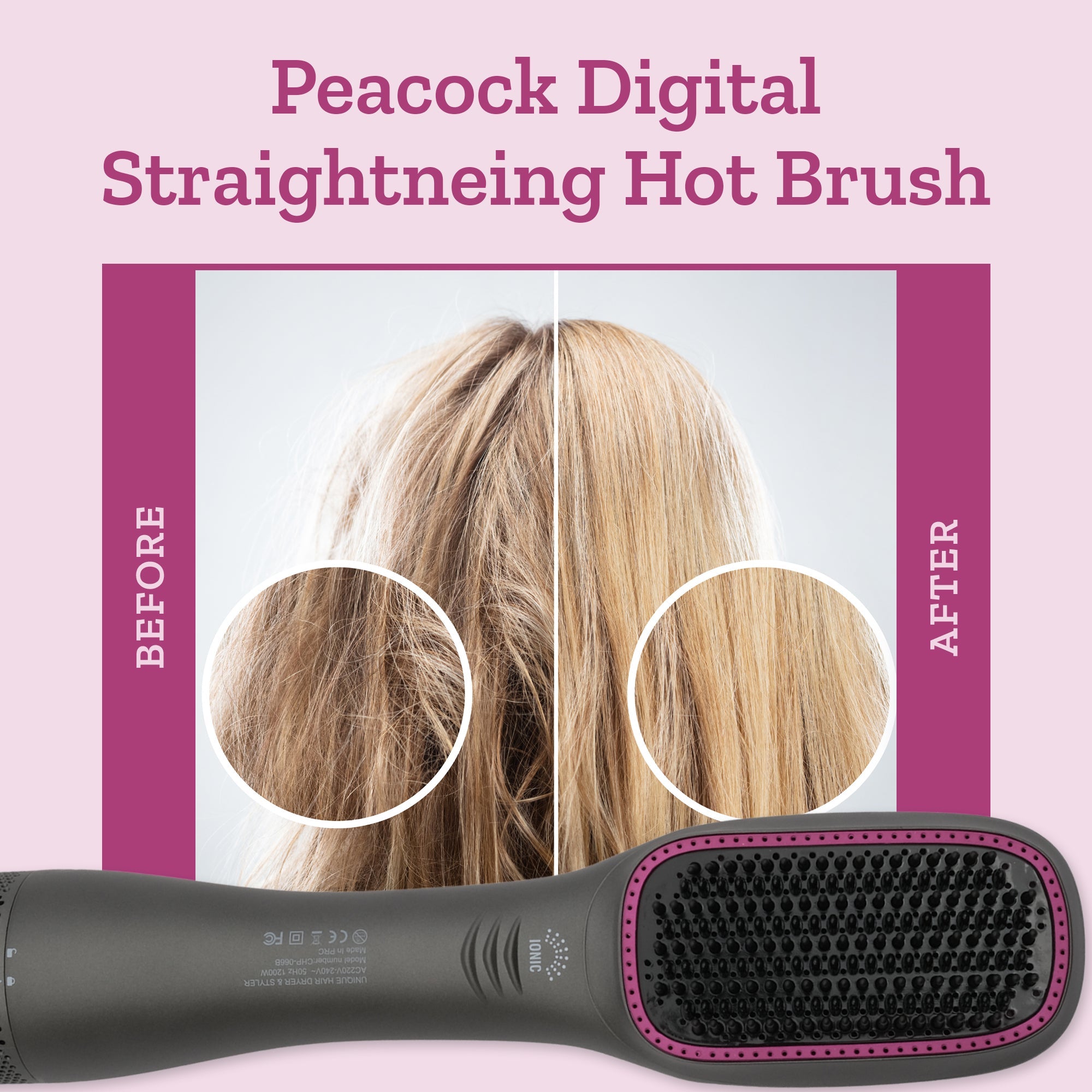 Couture Hair Pro Hot Air Brush & Dryer with Antiscald Ceramic Bristles- Grey - Couture Hair Pro