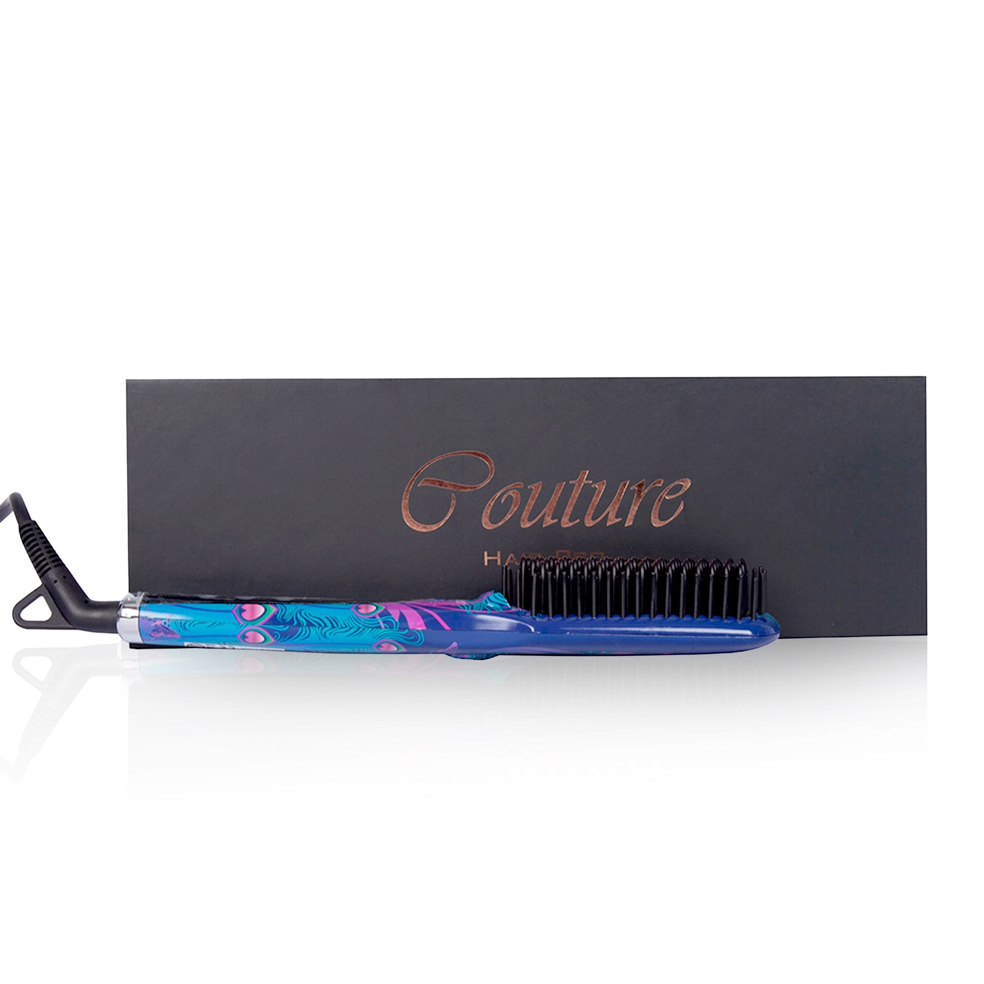 Couture Hair Pro Hot Straightening Brush Ceramic Bristles - Peacock - Couture Hair Pro