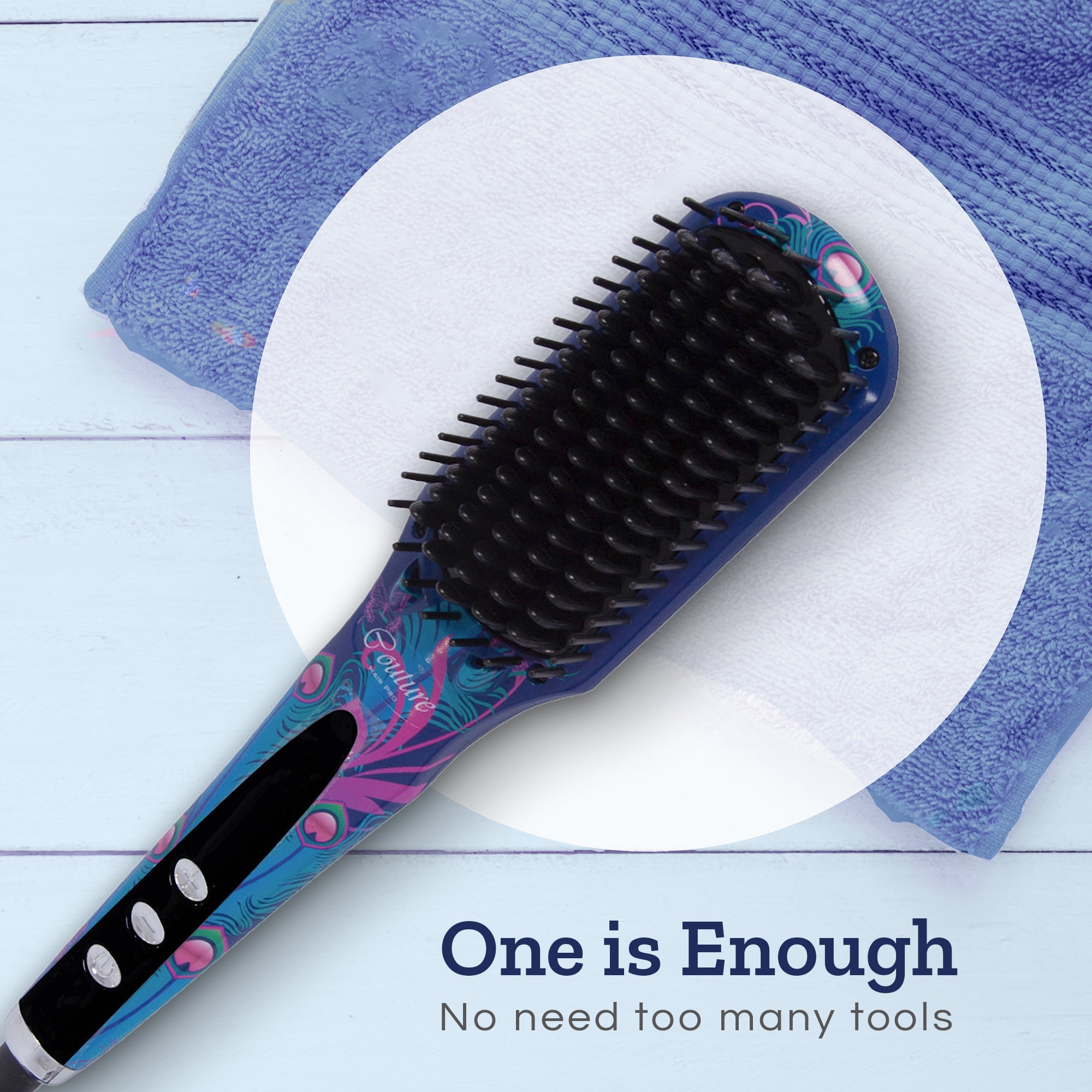 Couture Hair Pro Hot Straightening Brush Ceramic Bristles - Peacock - Couture Hair Pro