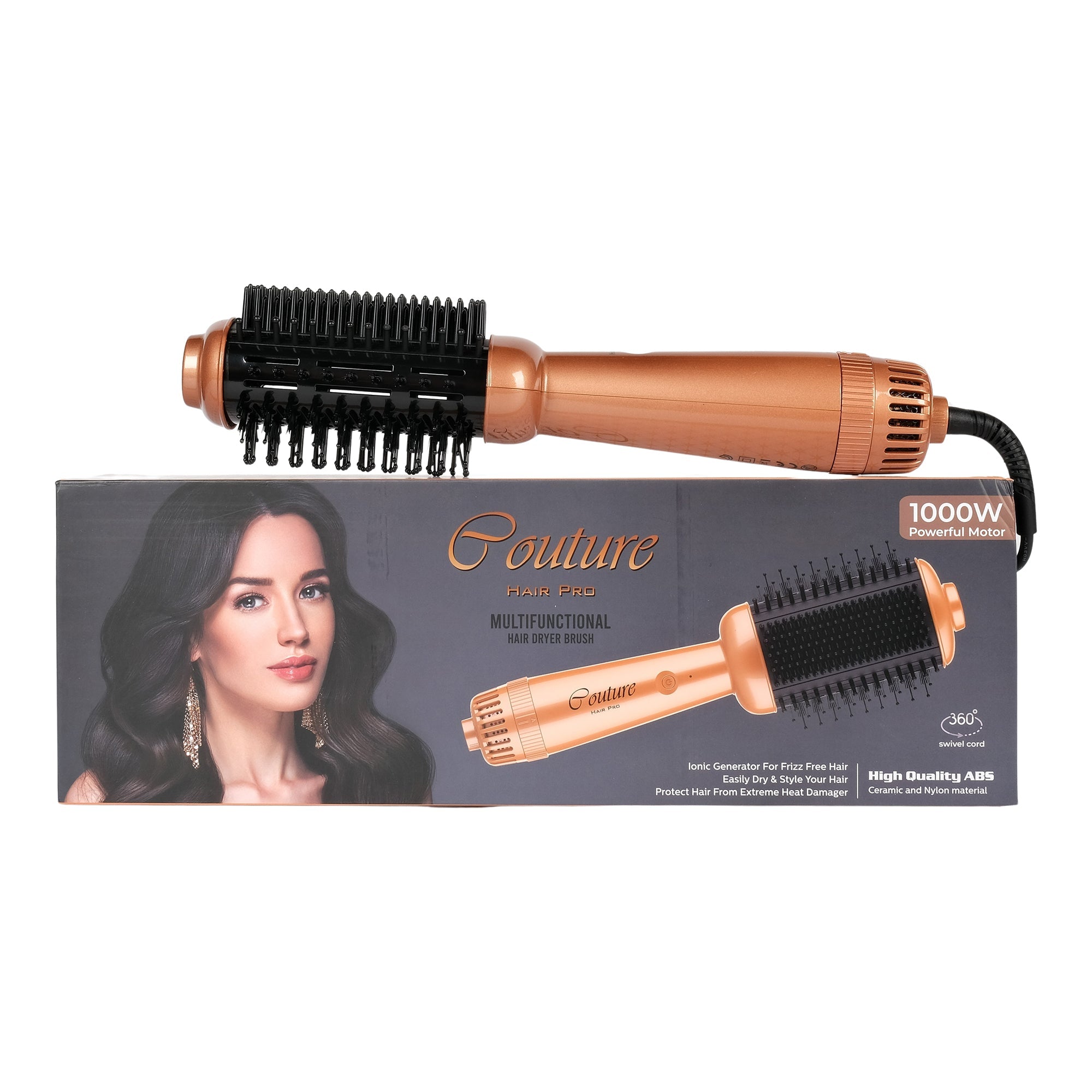 Couture Hair Pro One Step Hot Air Brush Ceramic - Oval Brush as Hair Dryer, Vloumizer and Straightener - Hair styler with Negative Ionic - Premium Canadian Quality - Couture Hair Pro