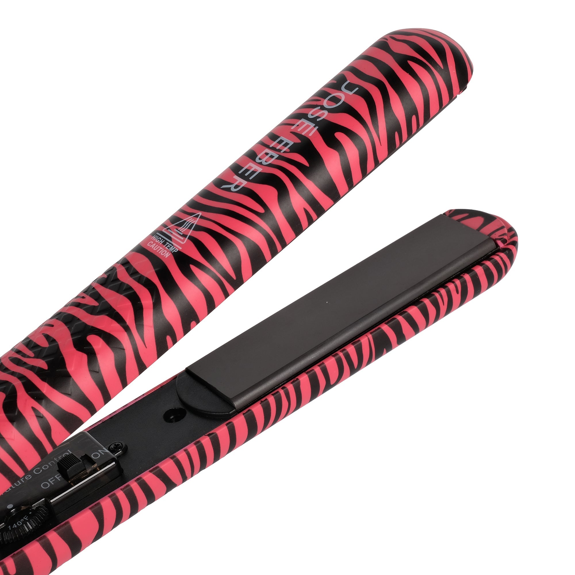 Jose Eber Pure Ceramic Flat Iron - Premium Hair Straightener for Salon Quality Results - Pink Zebra - Couture Hair Pro