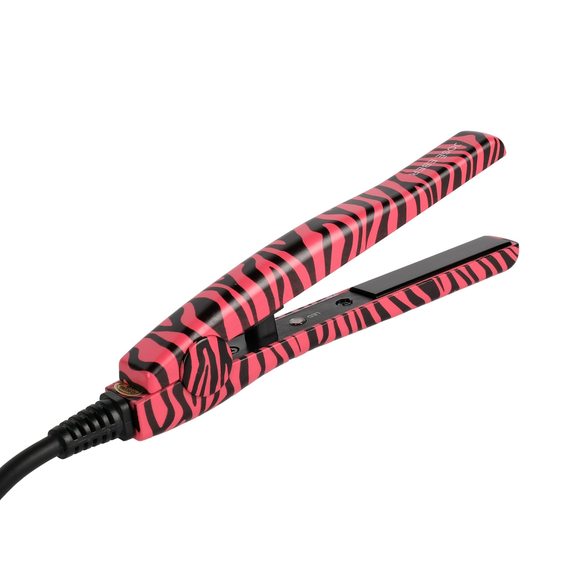 Jose Eber Pure Ceramic Professional Petite Hair Straightener - Fast Heat Up Mini Flat Iron- Pink Zebra - Couture Hair Pro