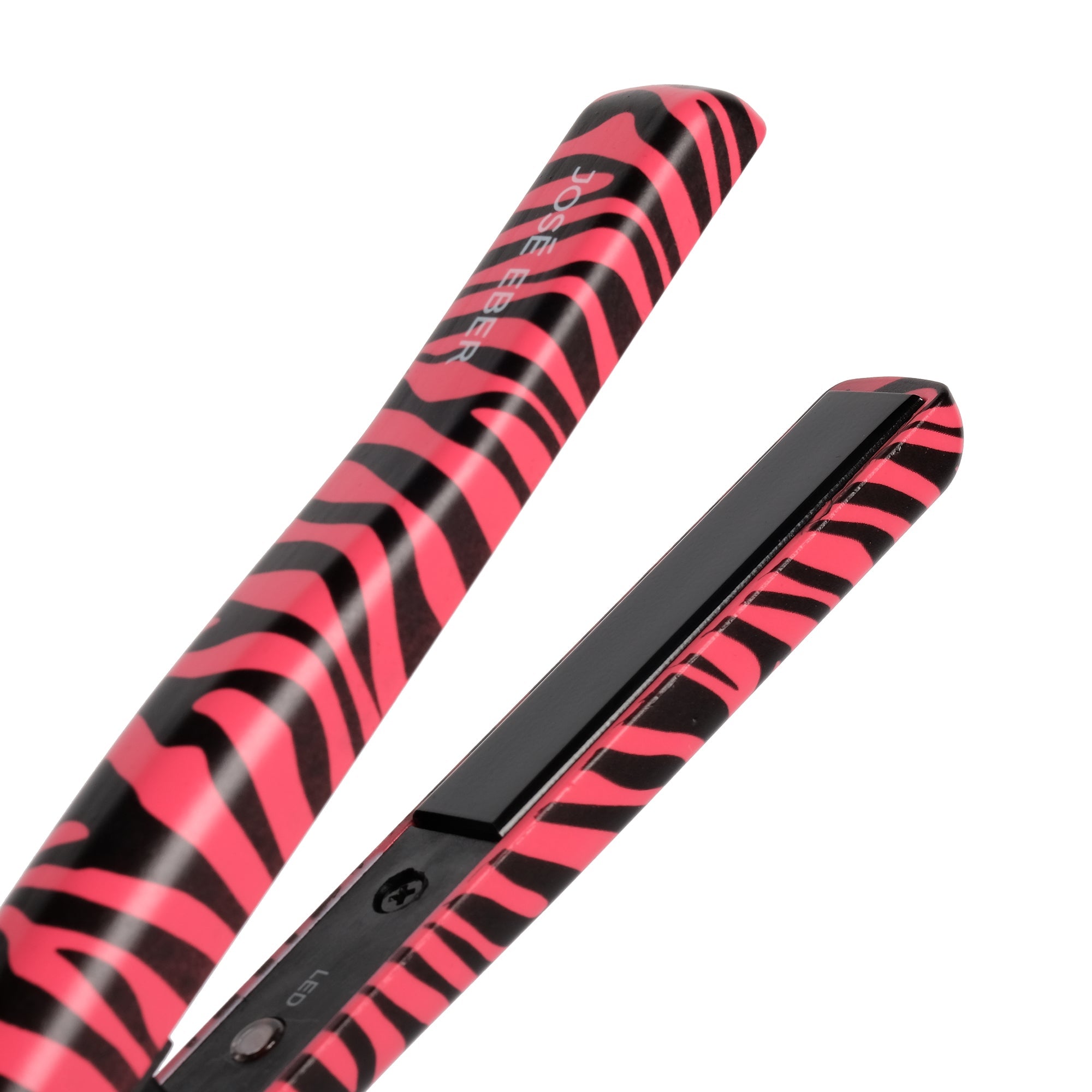 Jose Eber Pure Ceramic Professional Petite Hair Straightener - Fast Heat Up Mini Flat Iron- Pink Zebra - Couture Hair Pro