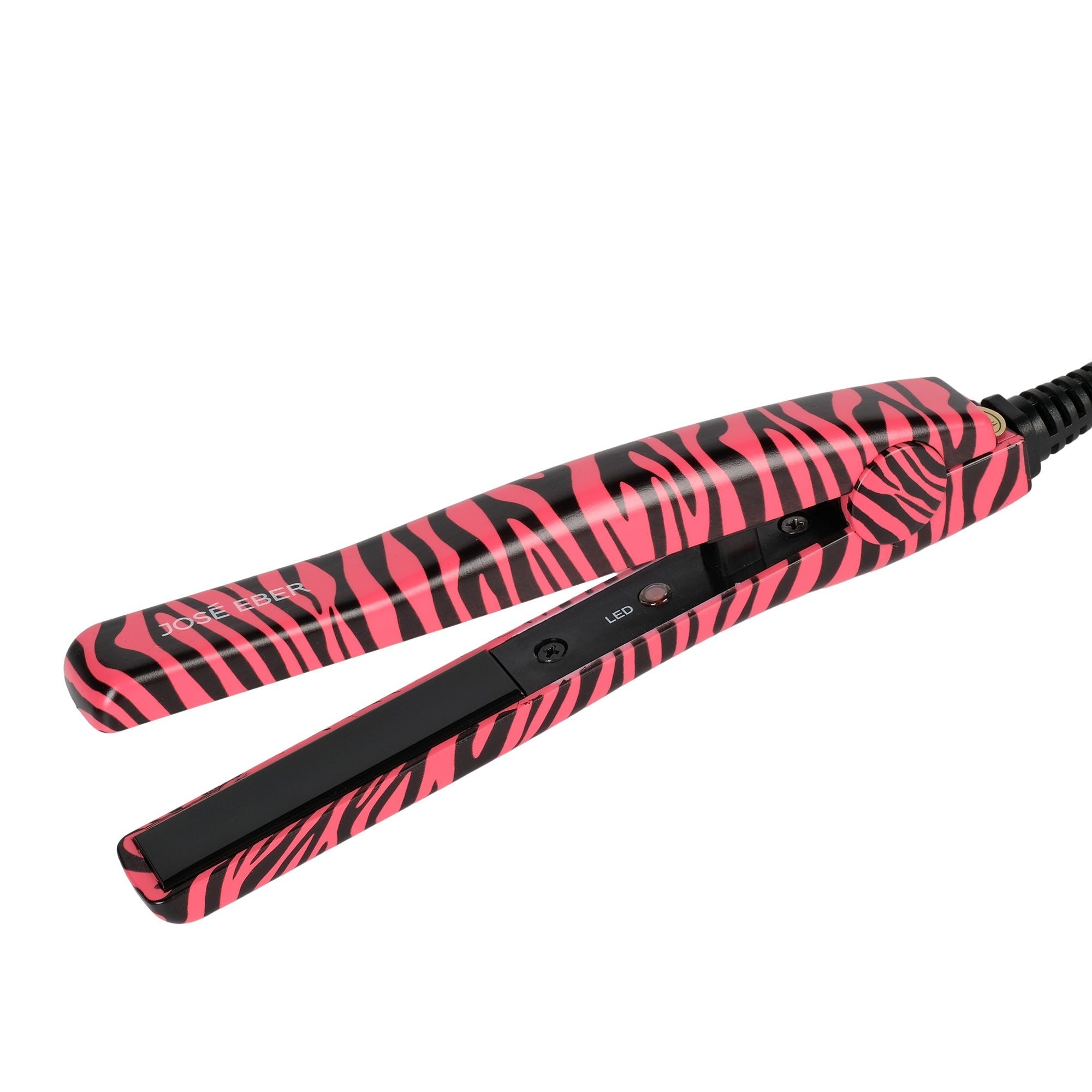 Jose Eber Pure Ceramic Professional Petite Hair Straightener - Fast Heat Up Mini Flat Iron- Pink Zebra - Couture Hair Pro